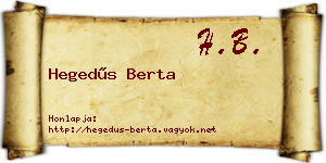 Hegedűs Berta névjegykártya