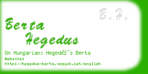 berta hegedus business card